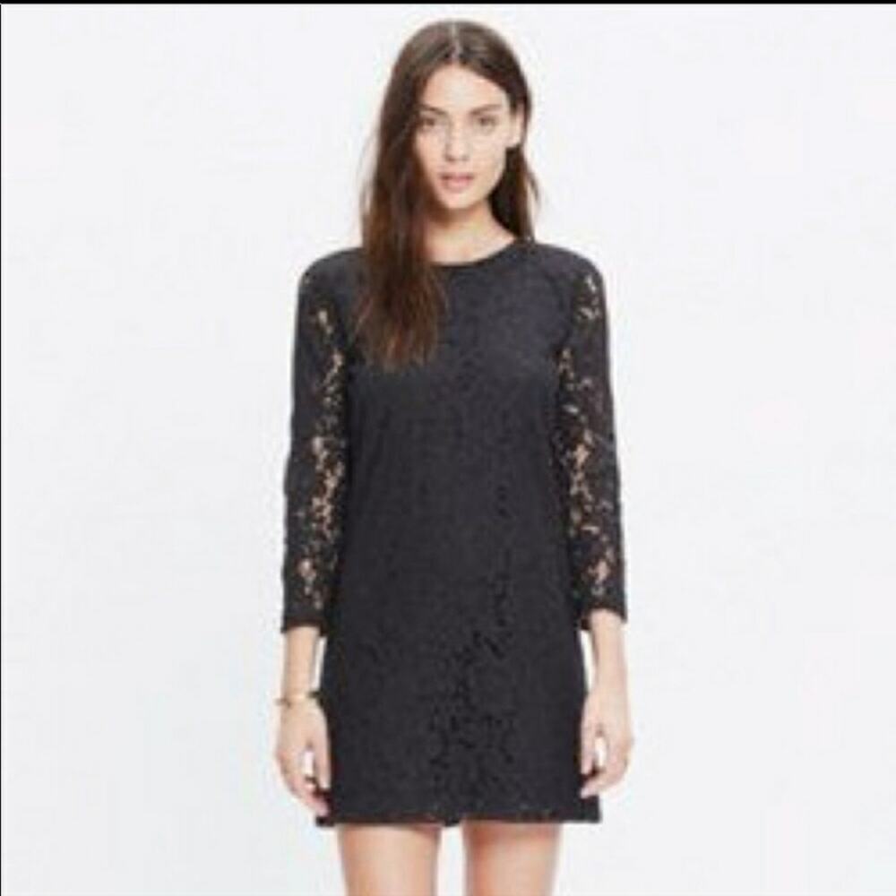 Madewell Black Lace Shift Dress NWOT